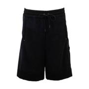 High Kort Corduroy Bermuda med Elastisk Midja Black, Dam