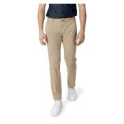 Blauer Enfärgade Slim-Fit Byxor Beige, Herr