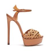 Casadei Versilia Platform Sandaler Beige, Dam