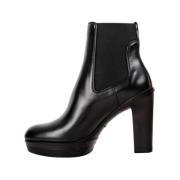 Santoni Svarta Läderhögklackade Black, Dam