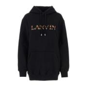 Lanvin Svart bomullsweatshirt - Klassisk stil Black, Dam