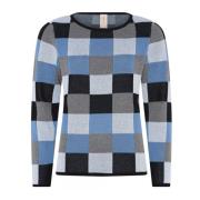 Skovhuus Rutig O-Neck Jumper Bluser 3234 Svart/Blå Multicolor, Dam