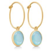 Frk. Lisberg 14K Guldpläterade Aqua Chalcedon Creolörhängen Yellow, Da...