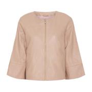 Btfcph Krämig Crop Läderjacka Beige, Dam