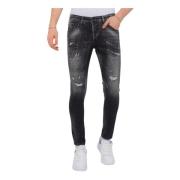 Local Fanatic Slitna målarsprut jeans herr slim fit - 1086 Black, Herr