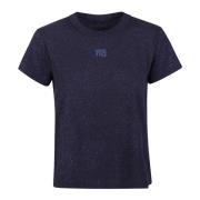 T by Alexander Wang Glitter Logo Essential T-Shirt Blue, Dam