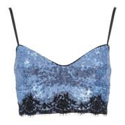 Ermanno Scervino Blå Glittrande Korsett Top Blue, Dam