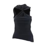 Courrèges Tech Jersey Twist Top Black, Dam