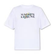 Maison Kitsuné T-shirt med logotyp White, Dam