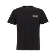 Emporio Armani EA7 Herr Svart Bomull T-Shirt med 3D-Logotyp Black, Her...