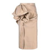 Maison Margiela Guld Satinblommig Midi Kjol Beige, Dam