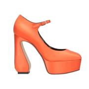 Sergio Rossi Korall Platform Mary Jane Pumps Orange, Dam