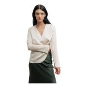 Ahlvar Gallery Silke V-ringad Blus Kräm Beige, Dam