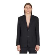 Lanvin Bomulls Seersucker Blazer med Fickor Black, Herr