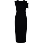 Giambattista Valli Draperad Midi Klänning Black, Dam