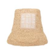 Jacquemus Beige Raffia Patch Hat Beige, Dam