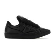 Lanvin XL Svarta Läder Curb Sneakers Black, Herr