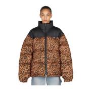 Vetements Leopardmönstrad Pufferjacka Brown, Dam