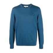 Maison Kitsuné Round-neck Knitwear Blue, Herr