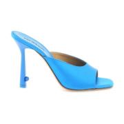 Off White Pop Lollipop Satin Mules med pärlinlagd klack Blue, Dam