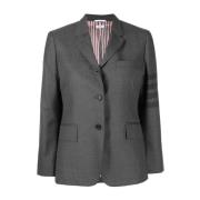 Thom Browne Klassisk Grå Blazer med Randig Detalj Gray, Dam