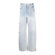 Amiri Lyxiga Jacquard Snap-Off Straight Leg Jeans Blue, Herr