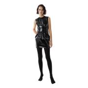Silvian Heach Kort klänning med läderlook Black, Dam