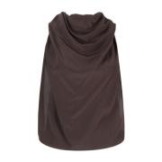 Lanvin Draperad Ärmlös Siden Top Brown, Dam