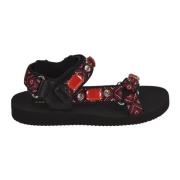 Car Shoe Flat Sandals Black, Dam