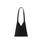 MM6 Maison Margiela Svart Läder Flap Japansk Hobo Väska Black, Dam