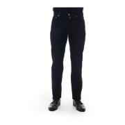 Kiton Slim-Fit 5 Fickor Denim Jeans Black, Herr