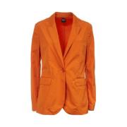 Aspesi Bomullspoplin Enkelknäppt Blazer Orange, Dam