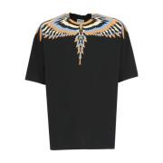 Marcelo Burlon Svart T-shirt med Optiska Vingar för Män Black, Herr