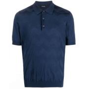 Kiton V?gtryck bomullspolo Blue, Herr