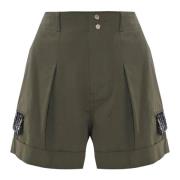 Kocca Safari-Style Shorts med Veck och Knappar Green, Dam