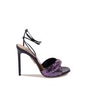 Aquazzura Edgy Metal Twist Läder Sandaler Purple, Dam