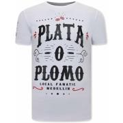 Local Fanatic Narcos Plata O Plomo Herr T-Shirt White, Herr