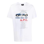 A.p.c. Vit Bomull T-shirt med Framtryck White, Herr