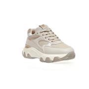 Hogan Beige Läder och Tyg Hyperactive Sneakers - 35 Beige, Dam