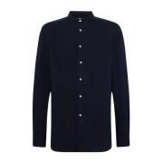 Kiton Elegant Marinbl? Mandarin Krage Skjorta Blue, Herr