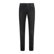 Kiton Ultra-Slim Bomullsbyxor Black, Herr