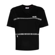 Gcds Bling T-shirt med Glittrande Design Black, Dam