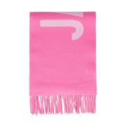 Jacquemus Lécharpe Fringe Logo Scarf Pink, Dam