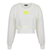 Elisabetta Franchi Bomullssweatshirt med fluorescerande sömmar White, ...
