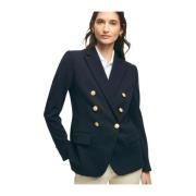 Brooks Brothers Stickad Blazer i Pique av Bomull Blue, Dam