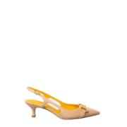 Mara Bini Persika Läder Slingback Sandal Beige, Dam