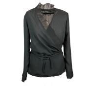 Noor of Sweden Petra overlap plissé blouse Black, Dam