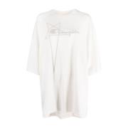 Rick Owens Logo-Präglad Oversized Bomull T-Shirt White, Dam