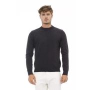 Alpha Studio Svart Ull Crewneck Sweater Black, Herr