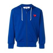 Comme des Garçons Play Blå Play Sweatshirt med Dragkedja och Broderad ...